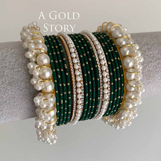 ADAA BANGLES SET EMERALD GREEN