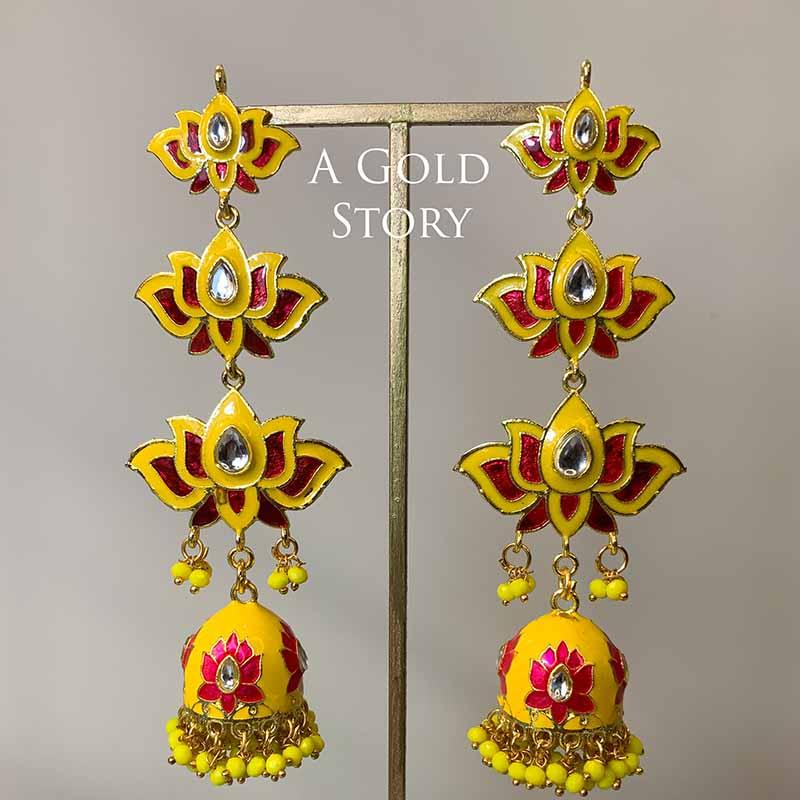 NEGAR KUNDAN EARRINGS YELLOW