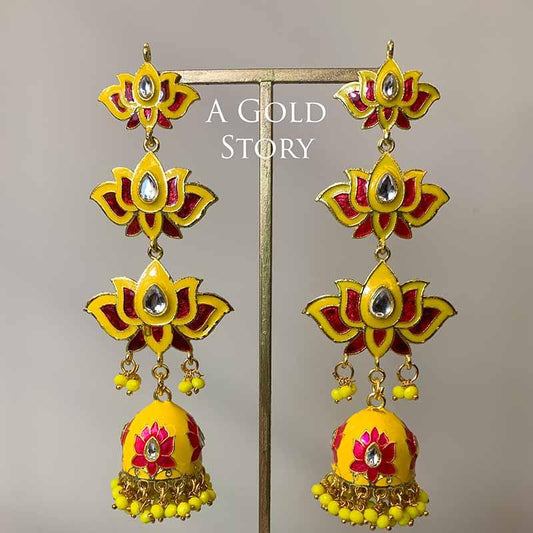 NEGAR KUNDAN EARRINGS YELLOW
