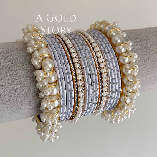 ADAA BANGLES SET WHITE