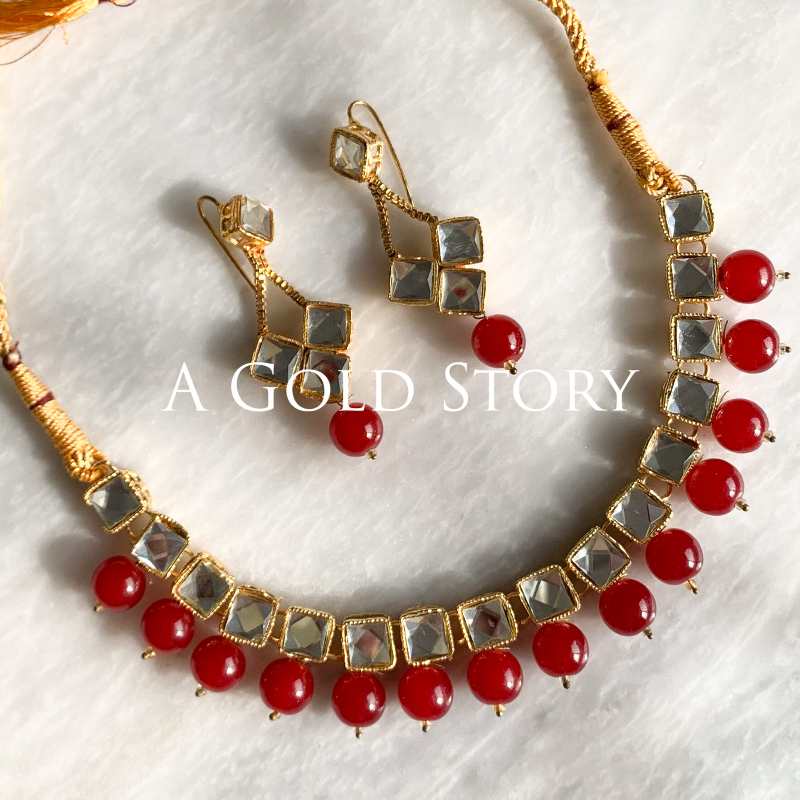 DEEBAJ NECKALCE/ CHOKER SET RED/ MAROON
