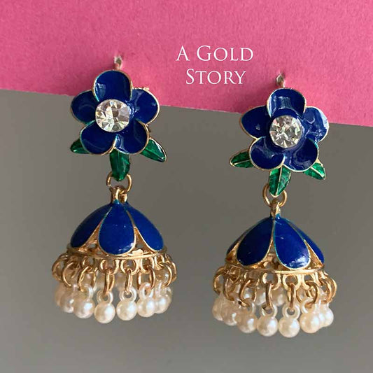 FLOWER JHUMKAY BLUE