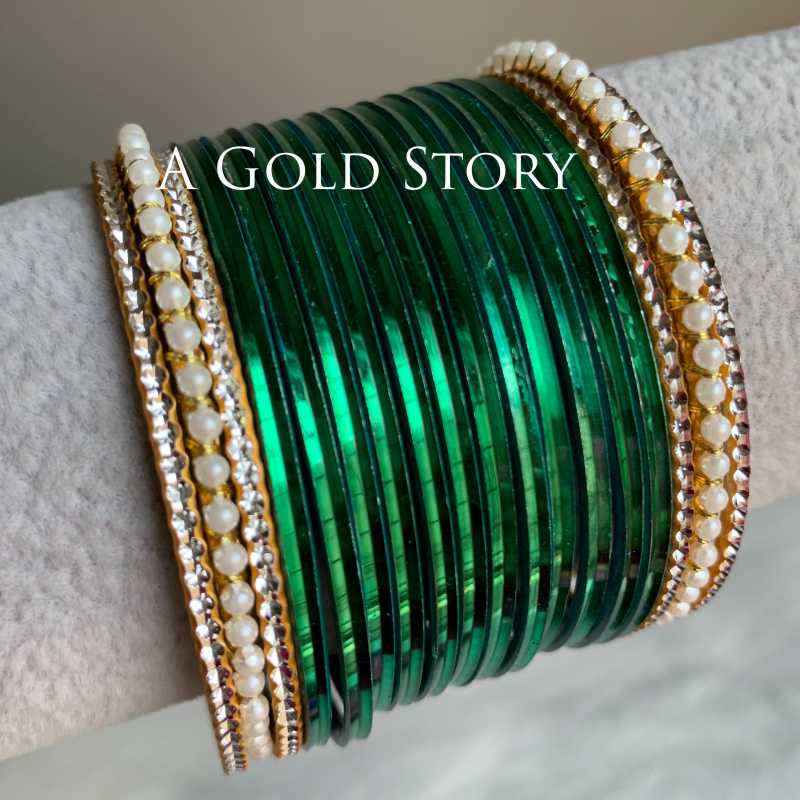 JENNA GLOSS BANGLES SET GREEN