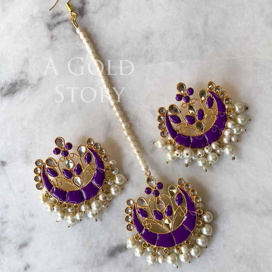 LAILA EAR STUDS AND TIKKA PURPLE - Basics by A Gold Story