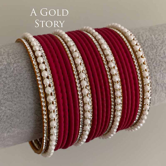 AROOBA BANGLES SET MAGENTA