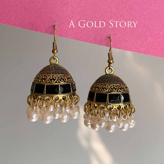 AFRA JHUMKAY GOLDEN BLACK