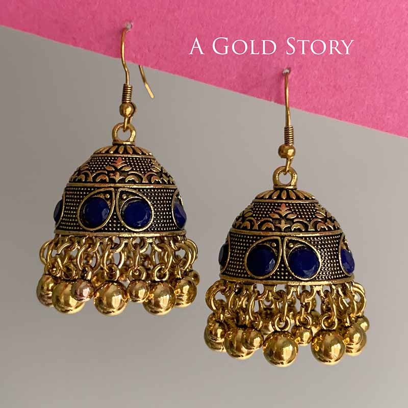 FATIN EARRINGS GOLDEN BLUE