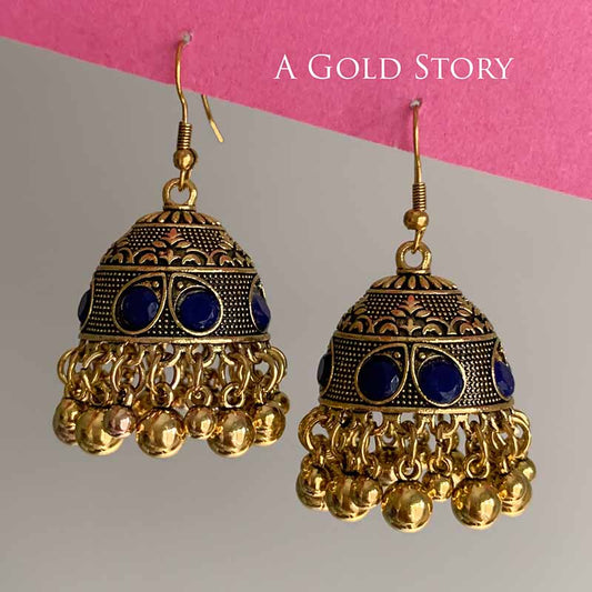 FATIN EARRINGS GOLDEN BLUE