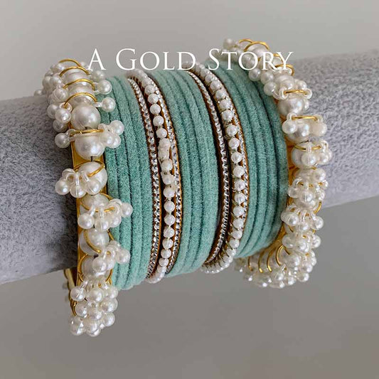 TABEER VELVET BANGLES SET AQUA BLUE