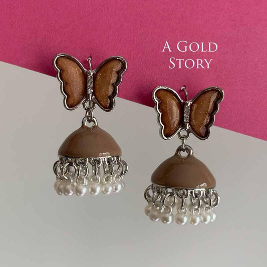 TITLI MEENAKARI SILVER JHUMKAY BROWN