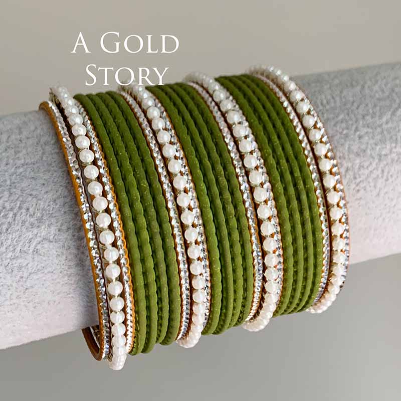 AROOBA BANGLES SET OLIVE GREEN