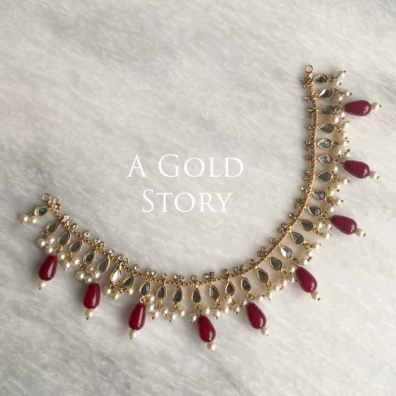 OLKA KUNDAN NECKLACE MAROON