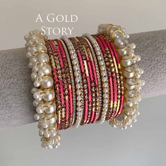 ELODIE BANGLES SET PINK