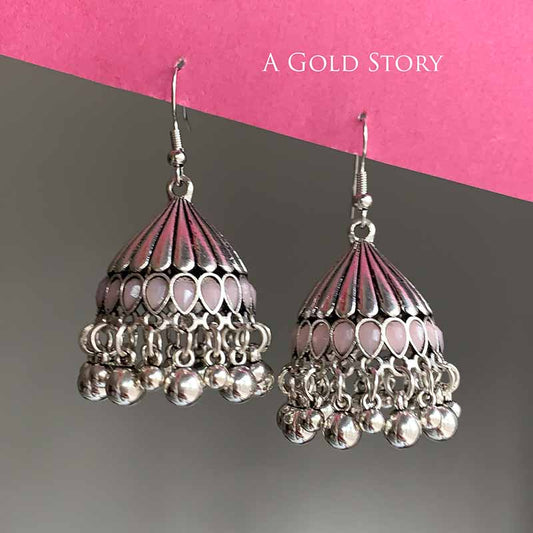 REEM JHUMKAY SILVER PEARL