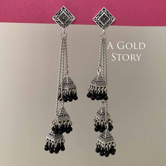 NOUF CHAIN EARRINGS BLACK