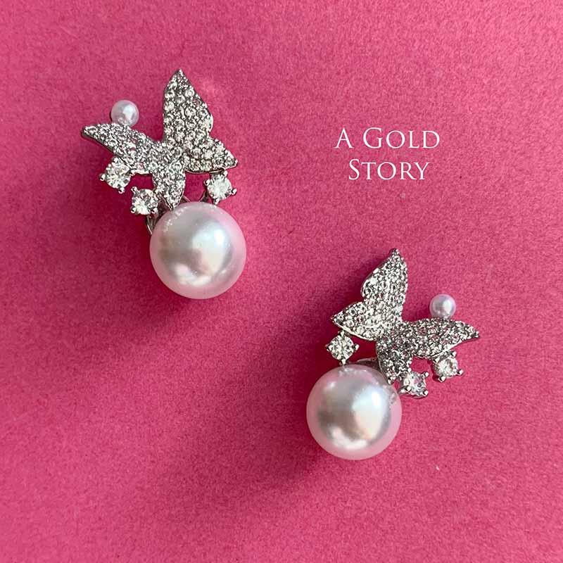 MANHA EARRINGS PEARL SILVER