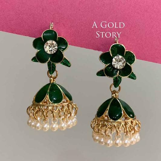 FLOWER JHUMKAY GREEN