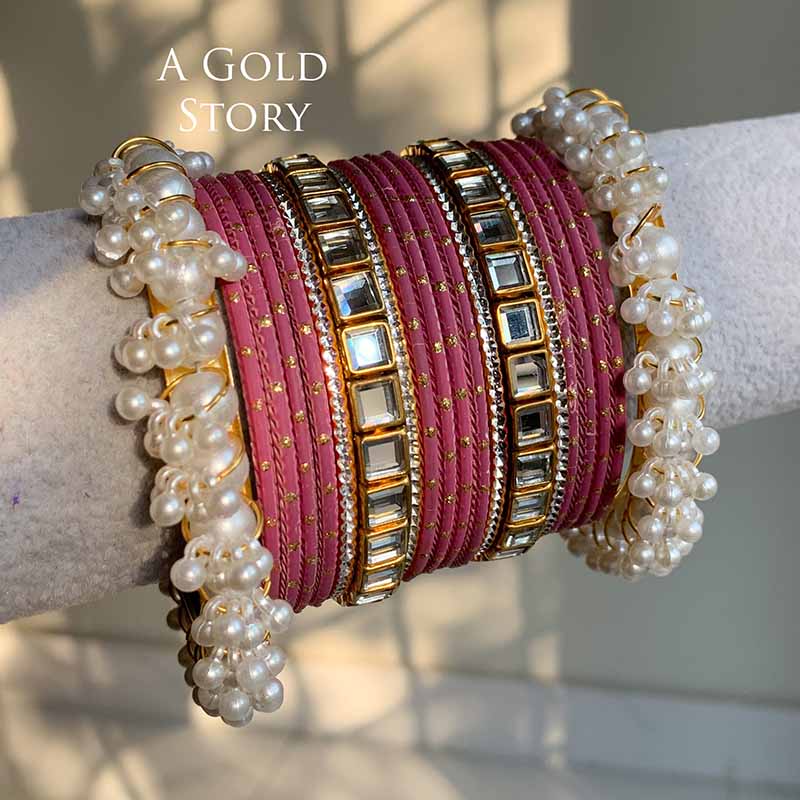 ANEESA BANGLES SET TEA PINK