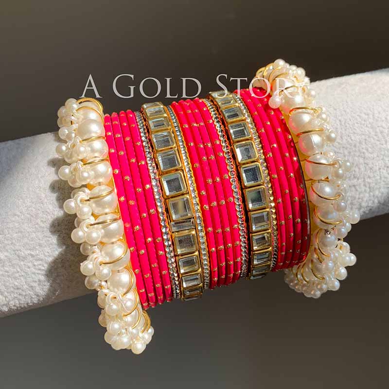 ANEESA BANGLES SET HOT PINK