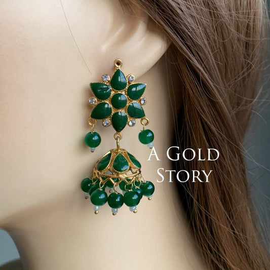 ASMARA MEENAKARI JHUMKAY EMERALD GREEN