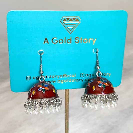 MEENAKARI MINI JHMKIS MAROON