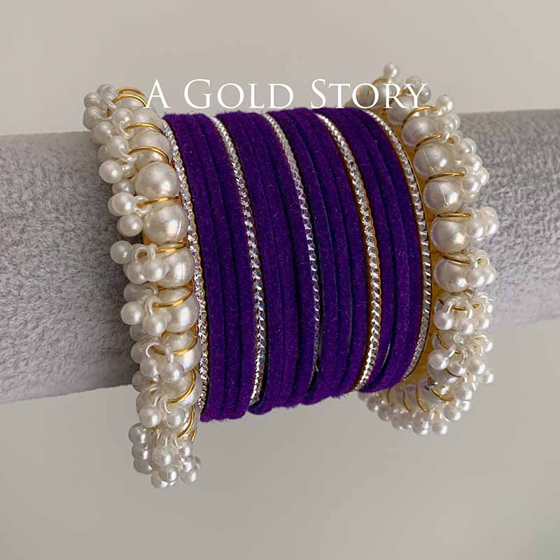 FAREEHA VELVET BANGLES SET LIGHT PURPLE