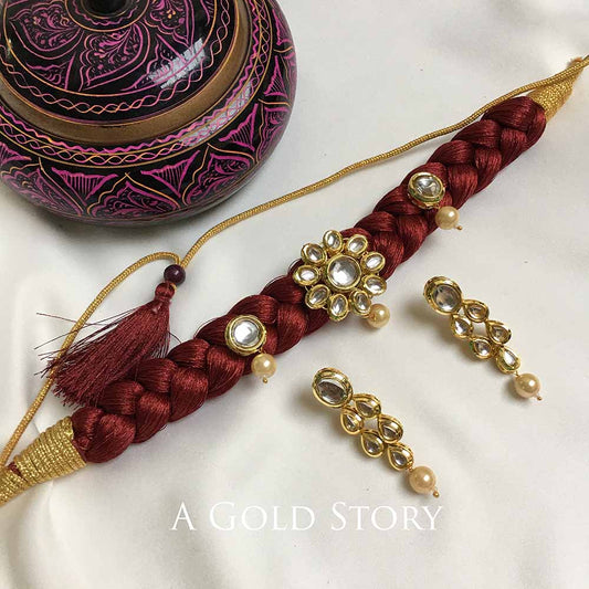 INAYA CHOKER SET MAROON