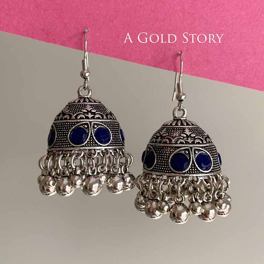 FATIN EARRINGS SILVER BLUE