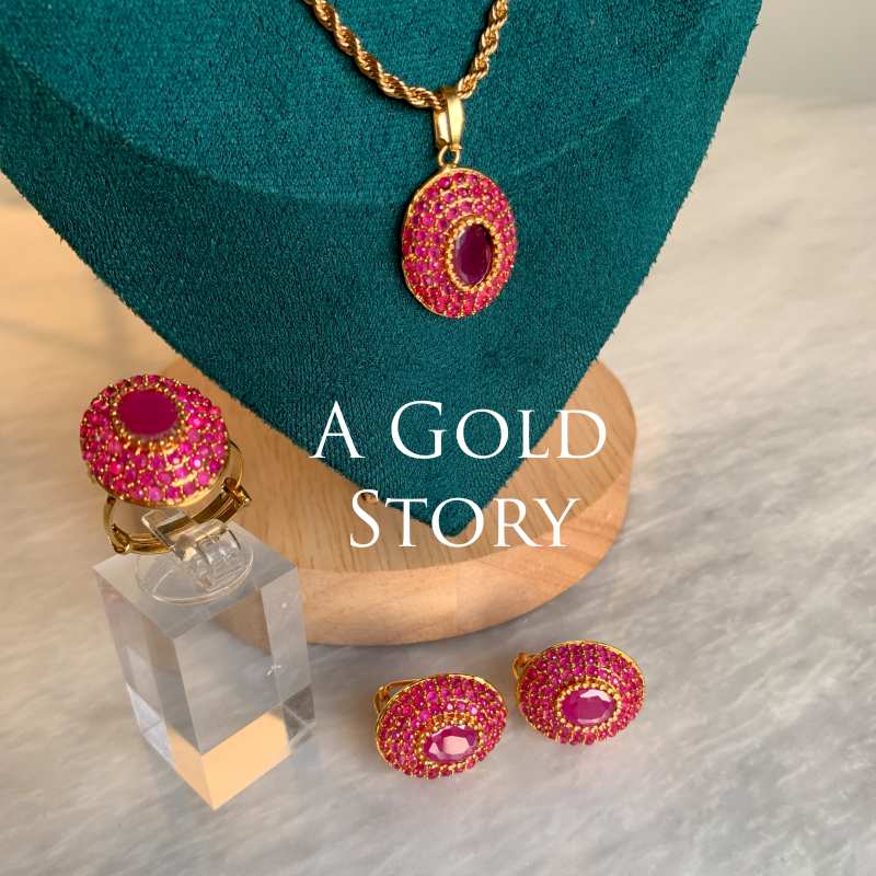 AFRA PENDANT SET RUBY