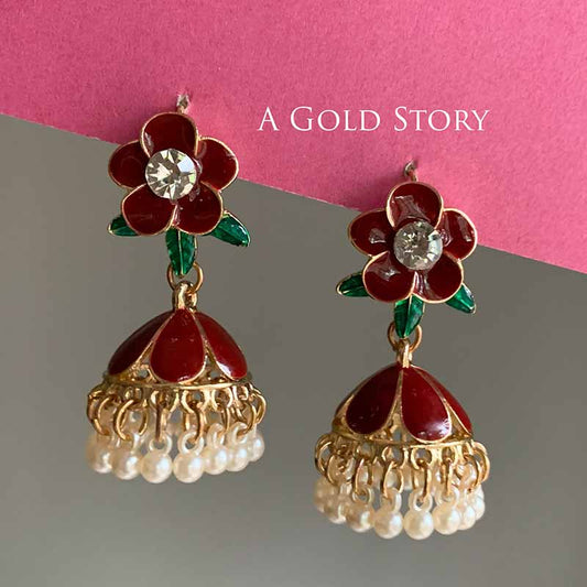 FLOWER JHUMKAY MAROON