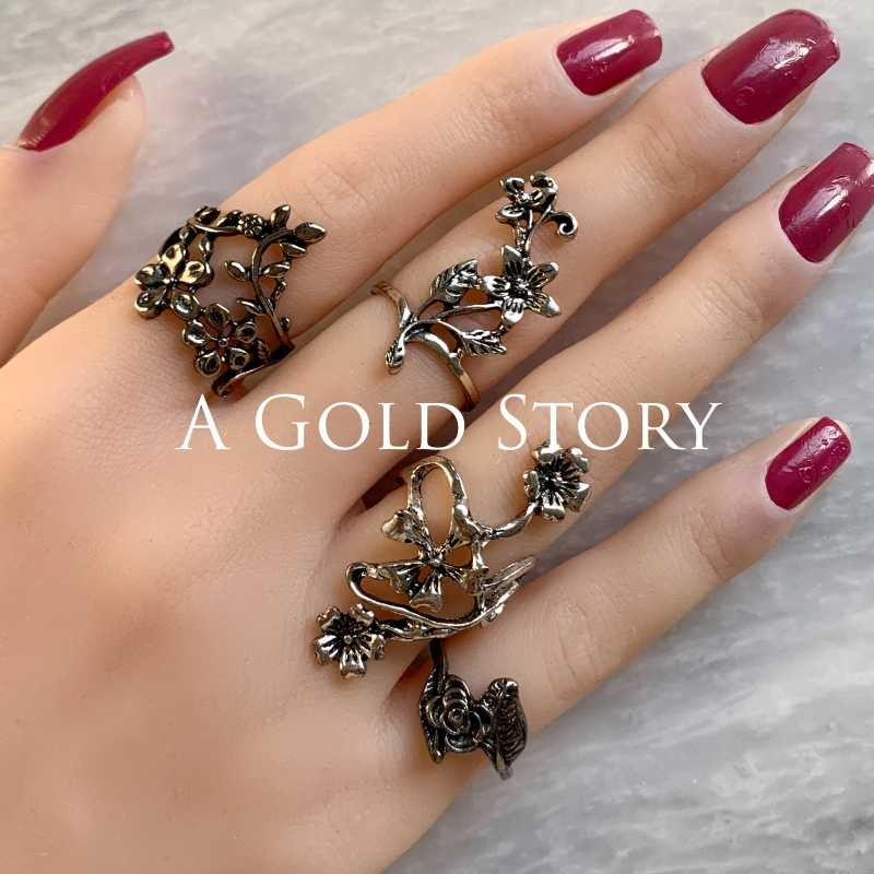 QUINN RINGS SET SILVER ANTIQUE