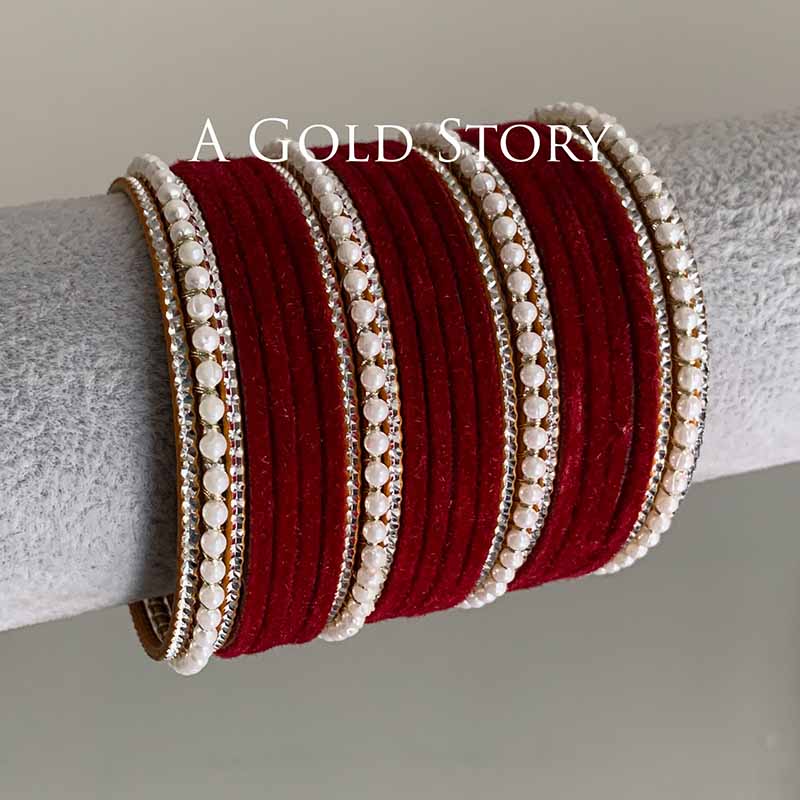 UROOJ VELVET BANGLES MAROON