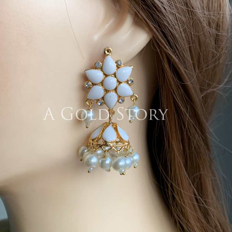 ASMARA MEENAKARI JHUMKAY WHITE