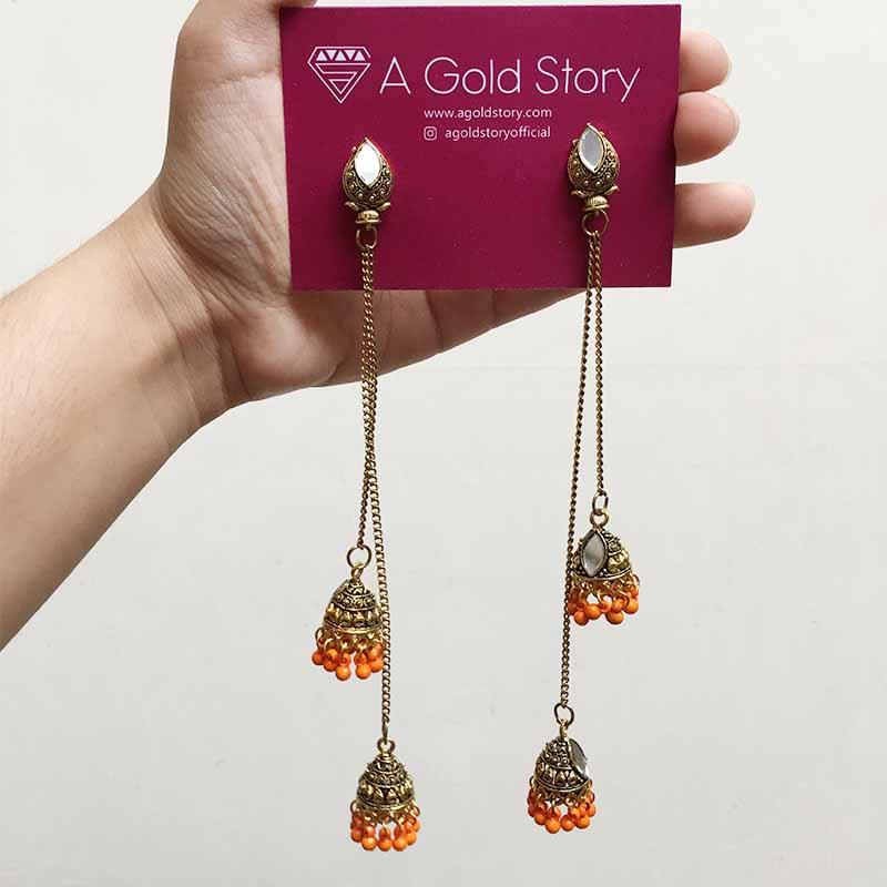 SUHANI CHAIN EARRINGS ORANGE