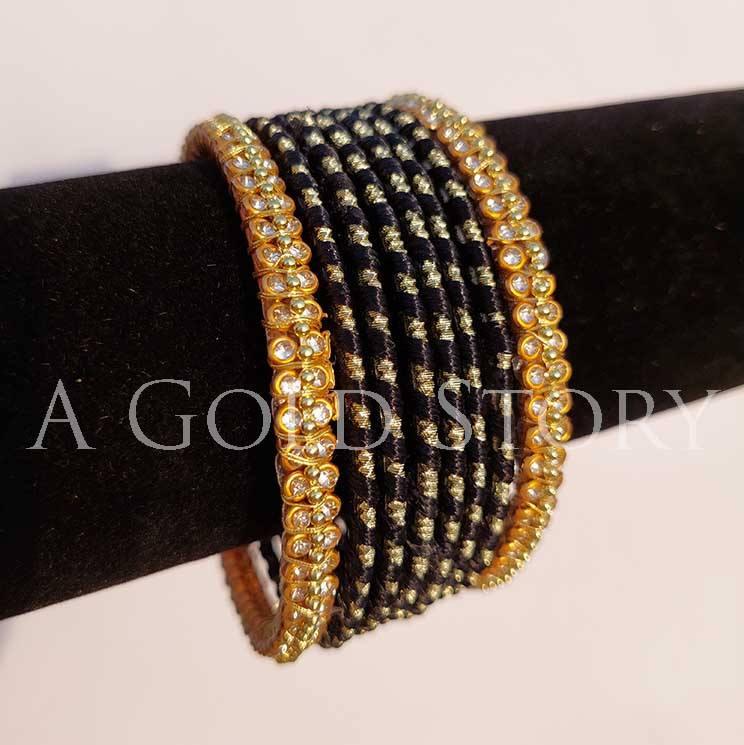 METAL RIBBON BANGLES BLACK - A GOLD STORY