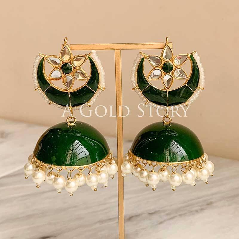 CHANDA JHUMKAY GREEN - A GOLD STORY