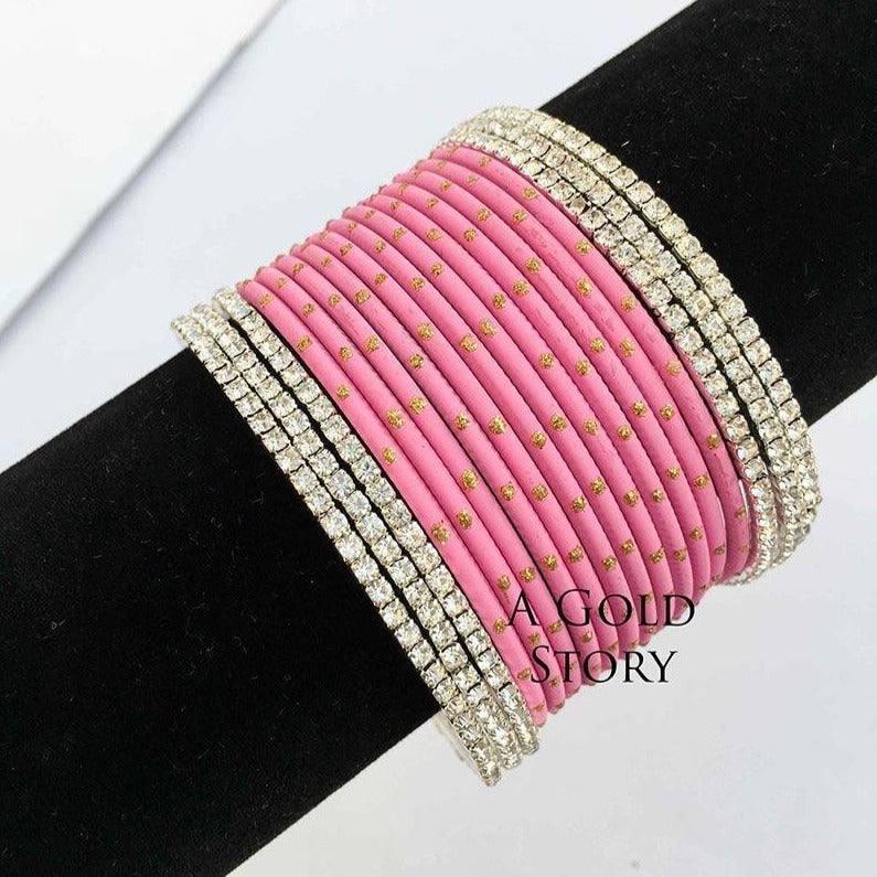 INDIAN BANGLES SET BABY PINK - A GOLD STORY