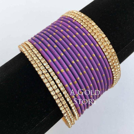 INDIAN BANGLES SET MINTY PURPLE - A GOLD STORY