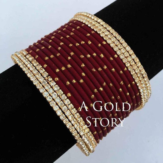 INDIAN BANGLES SET MAROON - A GOLD STORY