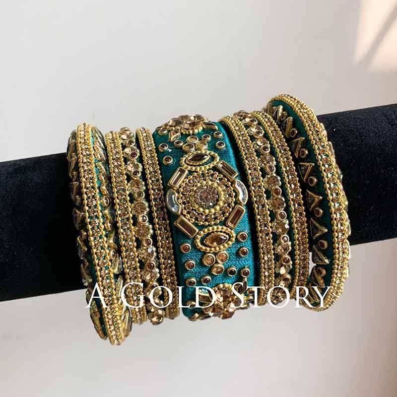 MINAKSHI BANGLES TEAL - A GOLD STORY