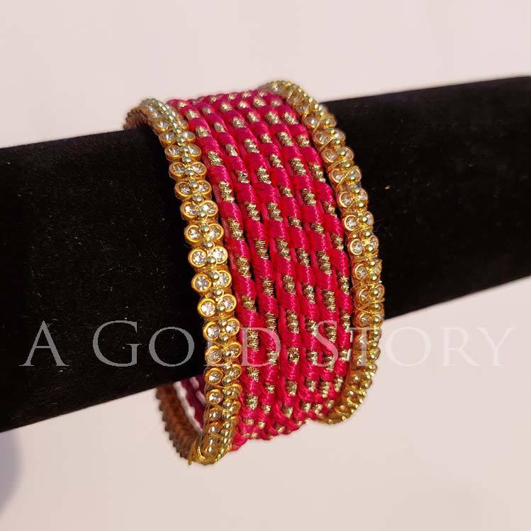 METAL RIBBON BANGLES SHOCKING PINK - A GOLD STORY