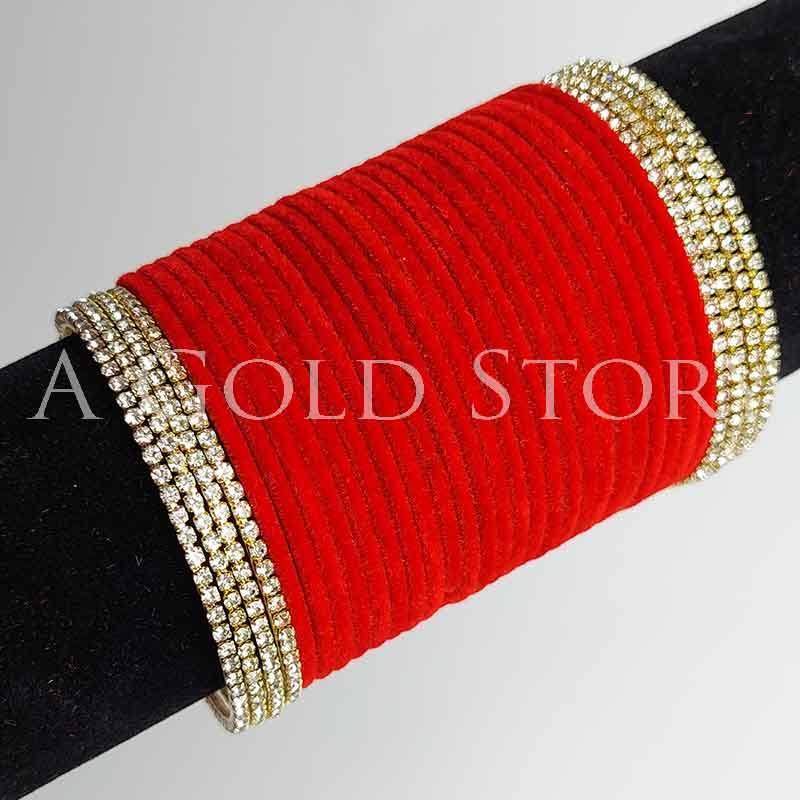 VELVET BANGLES SET RED - A GOLD STORY