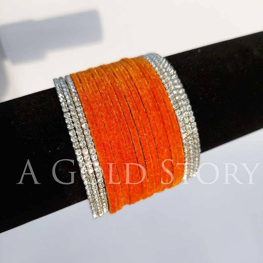 METAL VELVET BANGLES ORANGE - A GOLD STORY