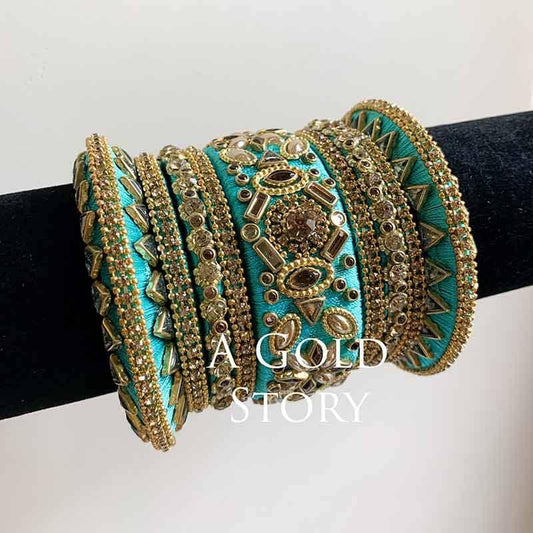 MINAKSHI BANGLES AQUA BLUE - A GOLD STORY