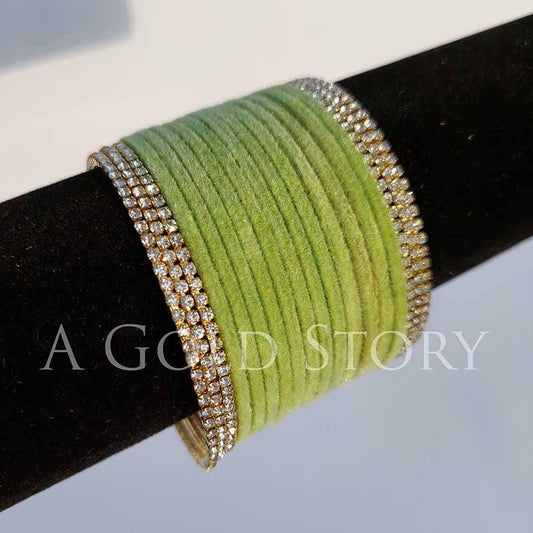 METAL VELVET BANGLES LIME GREEN - A GOLD STORY