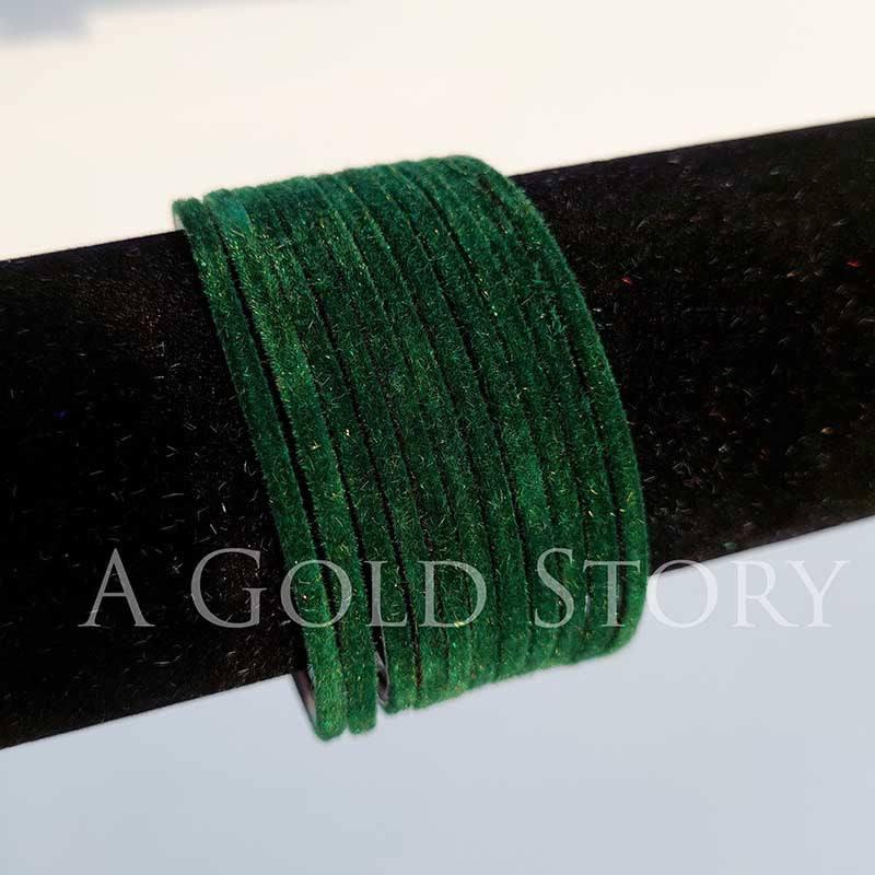 METAL VELVET BANGLES BOTTLE GREEN - A GOLD STORY