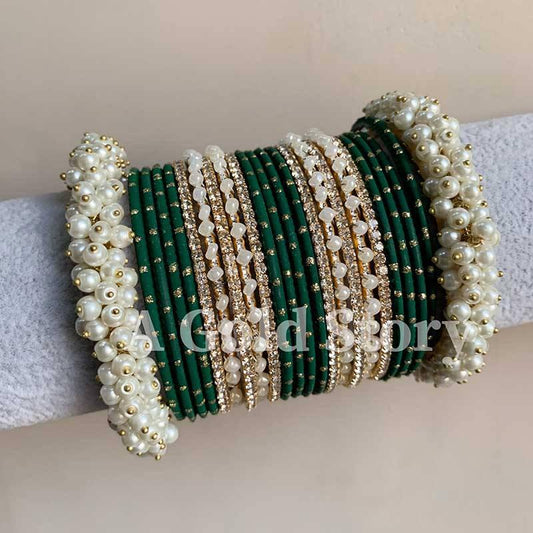 ZEBA BANGLES SET BOTTLE GREEN - A GOLD STORY