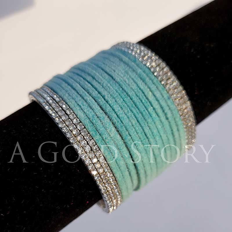 METAL VELVET BANGLES SEA GREEN/ LIGHT BLUE - A GOLD STORY