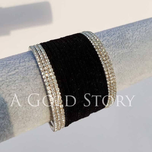 METAL VELVET BANGLES BLACK - A GOLD STORY