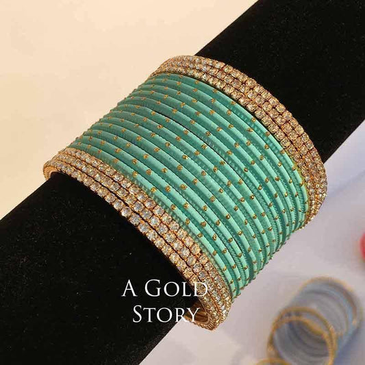 INDIAN BANGLES SET SEA GREEN - A GOLD STORY